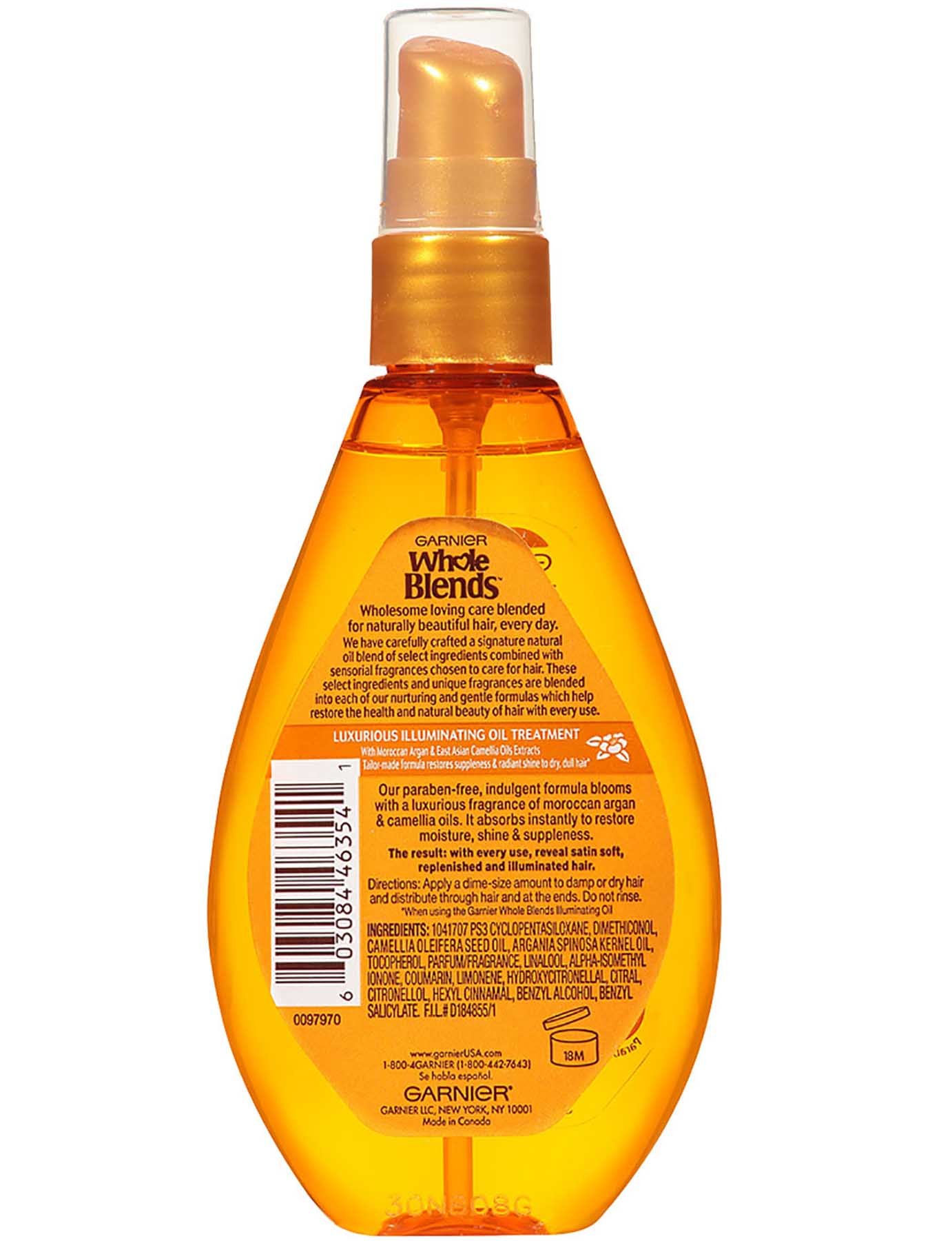 Back view of Illuminating Oil with Moroccan, Argan, and Camellia Oils Extracts.